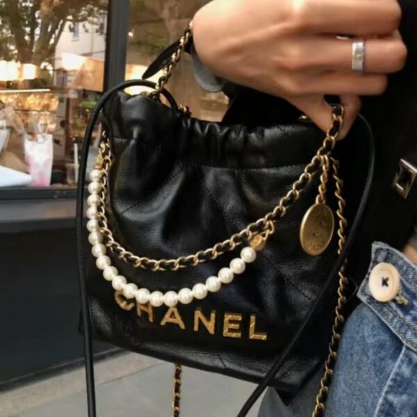chanel22 ミニ シャネル ミニ ハンドバッグ パール チェーン バッグ トート バッグ チェーン ハイ ブランド 女性 バッグ 人気 30 代 キルティング チェーン バッグ シャネル 偽物 - 画像 (5)